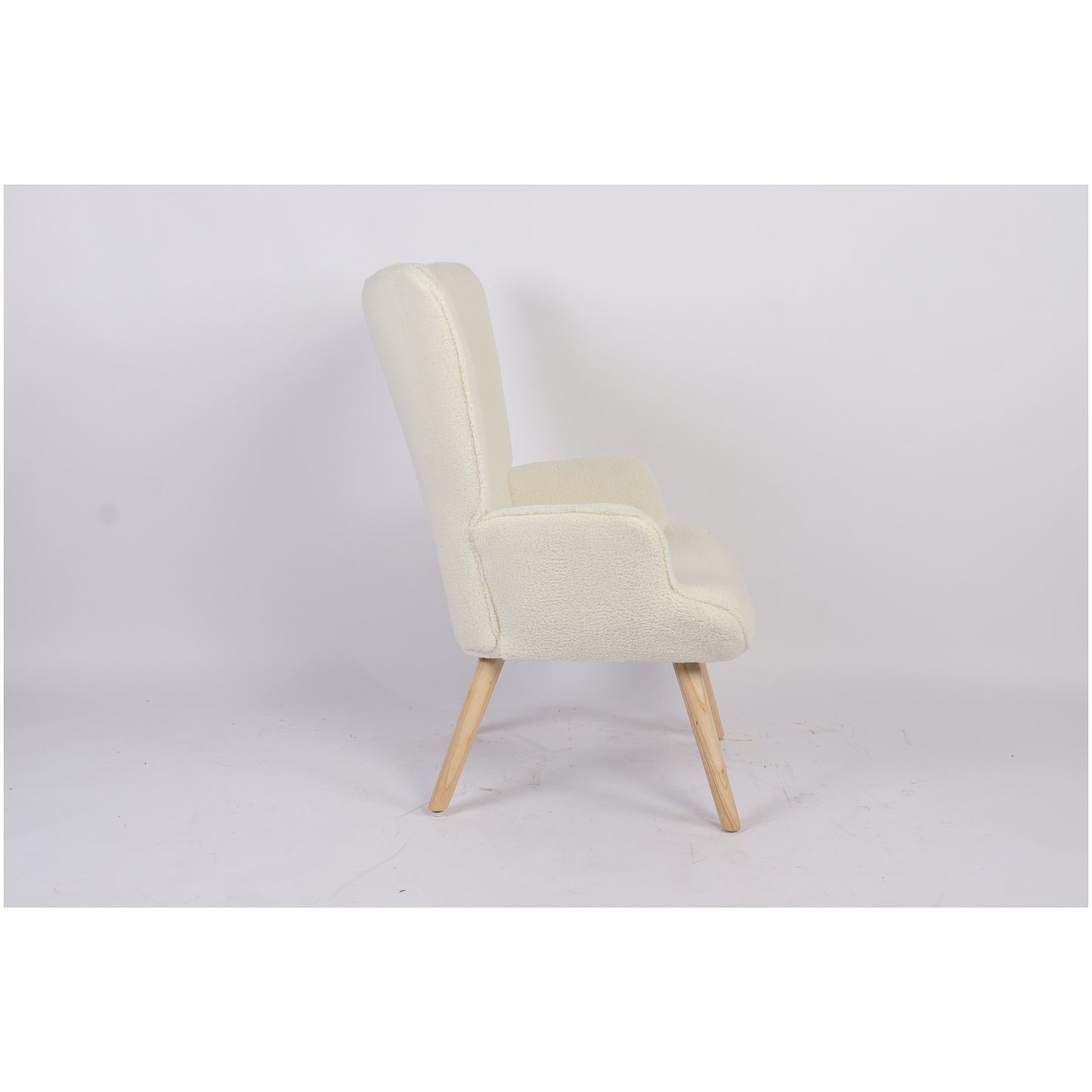 Πολυθρόνα ArteLibre MARION Λευκό Ύφασμα Μπουκλέ/Ξύλο 73x69x96cm - Hippiehome.gr