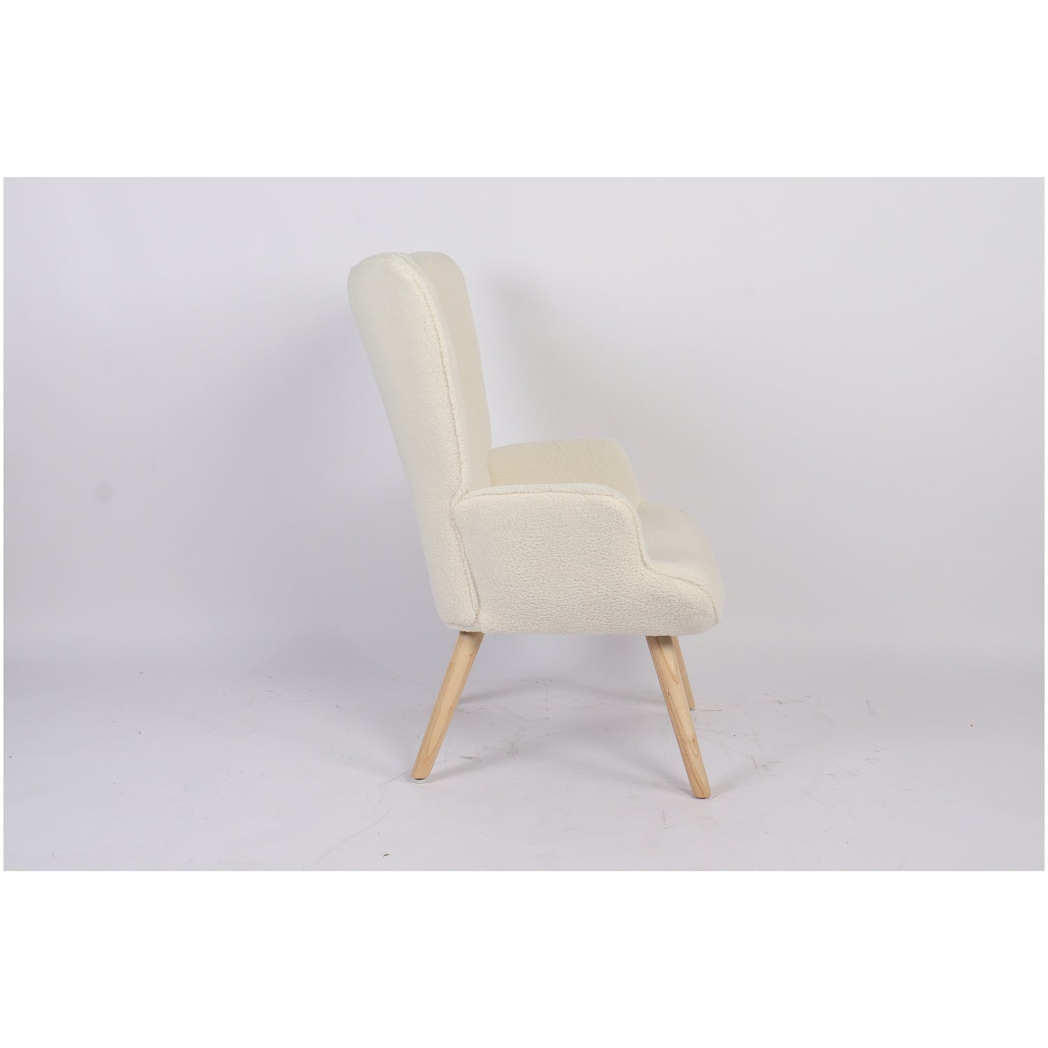 Πολυθρόνα ArteLibre MARION Λευκό Ύφασμα Μπουκλέ/Ξύλο 73x69x96cm - Hippiehome.gr