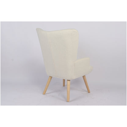 Πολυθρόνα ArteLibre MARION Λευκό Ύφασμα Μπουκλέ/Ξύλο 73x69x96cm - Hippiehome.gr