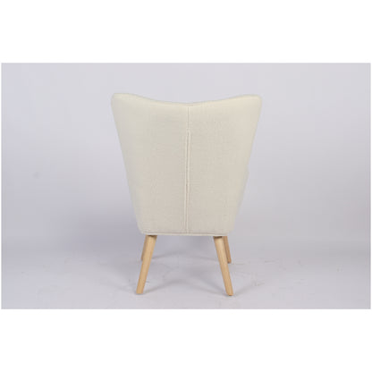 Πολυθρόνα ArteLibre MARION Λευκό Ύφασμα Μπουκλέ/Ξύλο 73x69x96cm - Hippiehome.gr