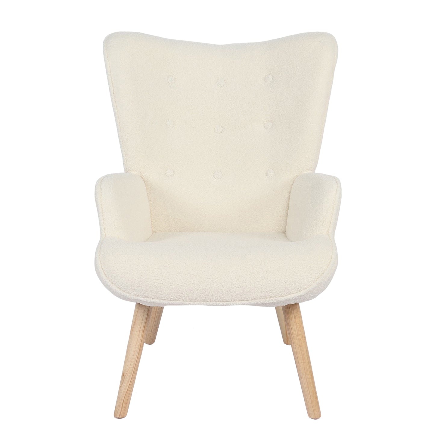 Πολυθρόνα ArteLibre MARION Λευκό Ύφασμα Μπουκλέ/Ξύλο 73x69x96cm - Hippiehome.gr