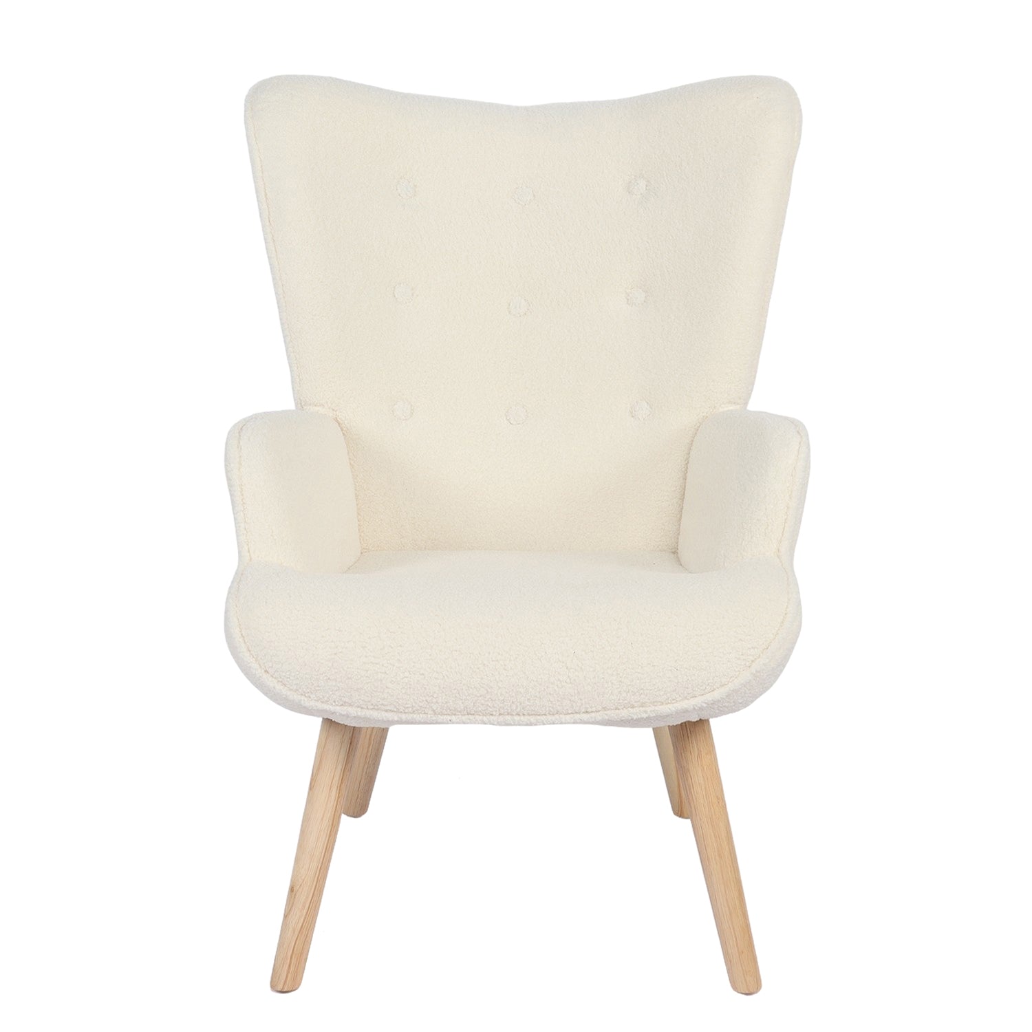 Πολυθρόνα ArteLibre MARION Λευκό Ύφασμα Μπουκλέ/Ξύλο 73x69x96cm - Hippiehome.gr