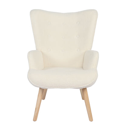 Πολυθρόνα ArteLibre MARION Λευκό Ύφασμα Μπουκλέ/Ξύλο 73x69x96cm - Hippiehome.gr