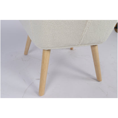 Πολυθρόνα ArteLibre MARION Λευκό Ύφασμα Μπουκλέ/Ξύλο 73x69x96cm - Hippiehome.gr