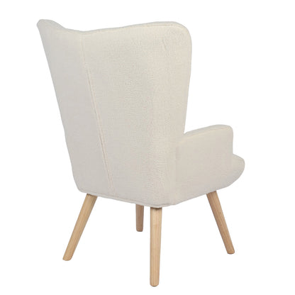 Πολυθρόνα ArteLibre MARION Λευκό Ύφασμα Μπουκλέ/Ξύλο 73x69x96cm - Hippiehome.gr