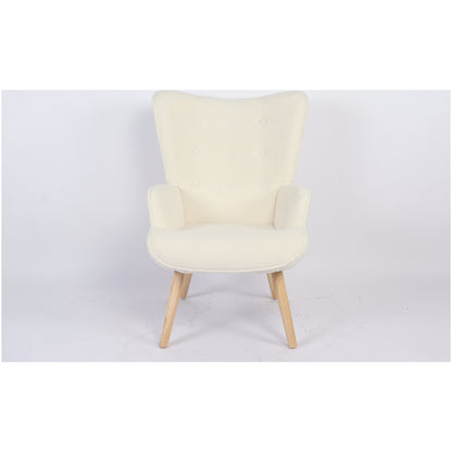 Πολυθρόνα ArteLibre MARION Λευκό Ύφασμα Μπουκλέ/Ξύλο 73x69x96cm - Hippiehome.gr