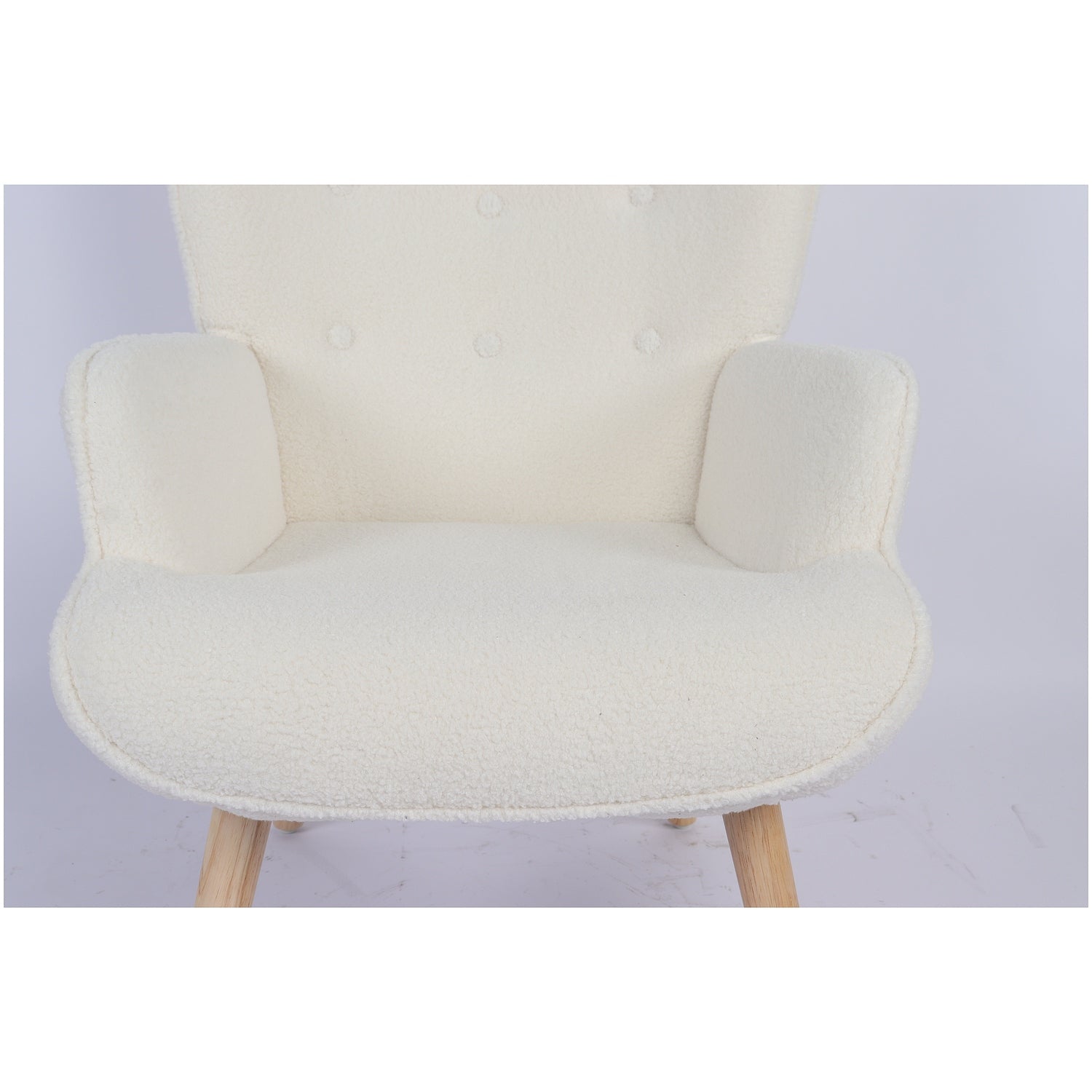Πολυθρόνα ArteLibre MARION Λευκό Ύφασμα Μπουκλέ/Ξύλο 73x69x96cm - Hippiehome.gr