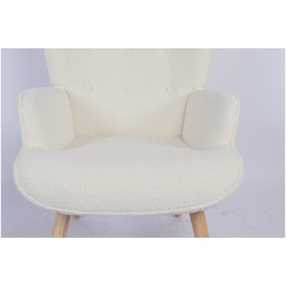 Πολυθρόνα ArteLibre MARION Λευκό Ύφασμα Μπουκλέ/Ξύλο 73x69x96cm - Hippiehome.gr