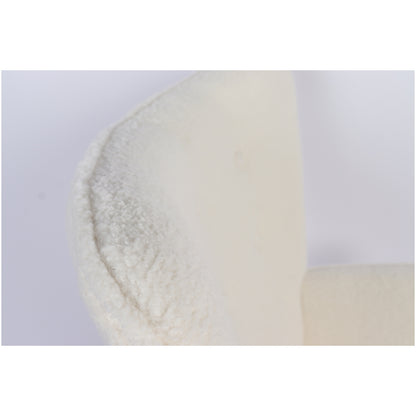 Πολυθρόνα ArteLibre MARION Λευκό Ύφασμα Μπουκλέ/Ξύλο 73x69x96cm - Hippiehome.gr