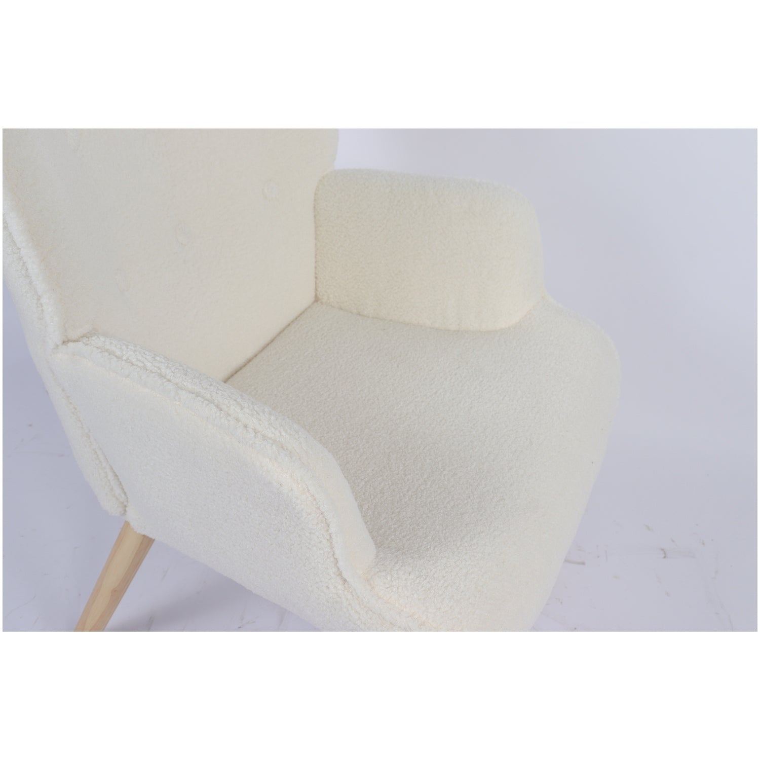 Πολυθρόνα ArteLibre MARION Λευκό Ύφασμα Μπουκλέ/Ξύλο 73x69x96cm - Hippiehome.gr
