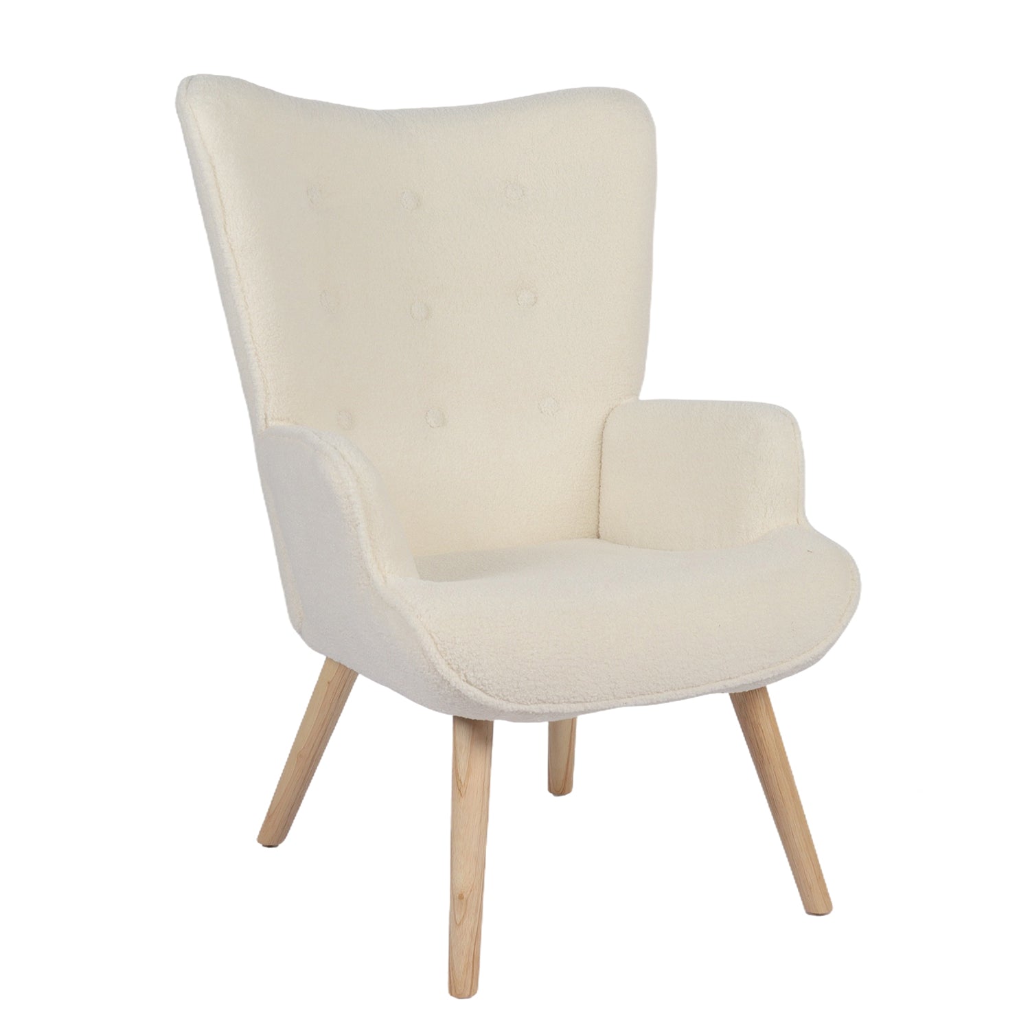 Πολυθρόνα ArteLibre MARION Λευκό Ύφασμα Μπουκλέ/Ξύλο 73x69x96cm - Hippiehome.gr