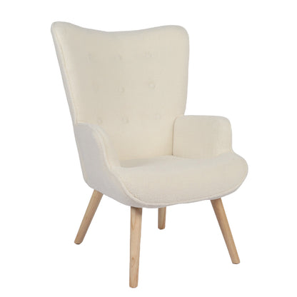 Πολυθρόνα ArteLibre MARION Λευκό Ύφασμα Μπουκλέ/Ξύλο 73x69x96cm - Hippiehome.gr