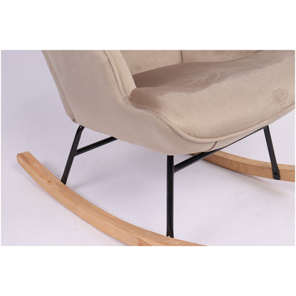 Πολυθρόνα Κουνιστή ArteLibre DARIA Ανοιχτό Καφέ Βελούδο/Μέταλλο/Ξύλο 85x69x90cm - Hippiehome.gr