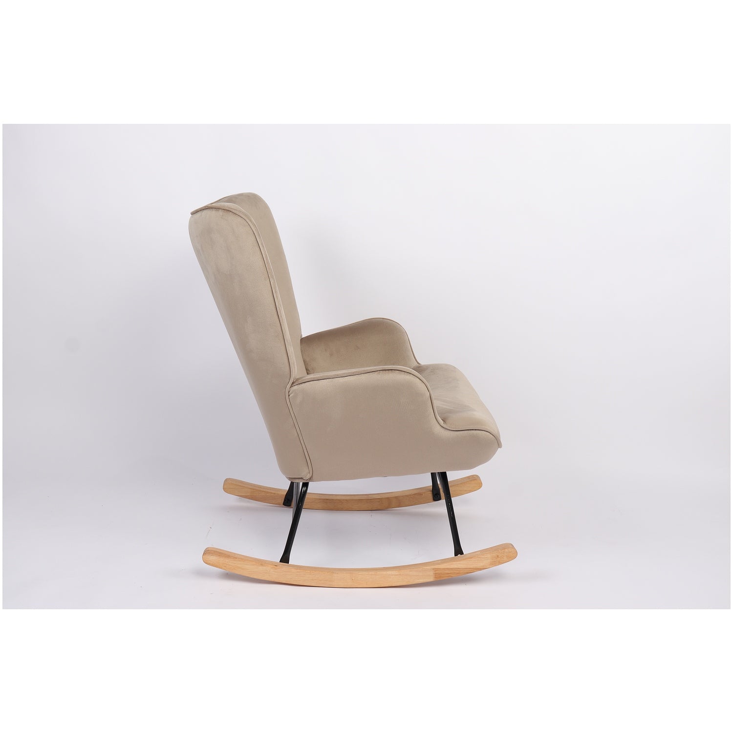 Πολυθρόνα Κουνιστή ArteLibre DARIA Ανοιχτό Καφέ Βελούδο/Μέταλλο/Ξύλο 85x69x90cm - Hippiehome.gr