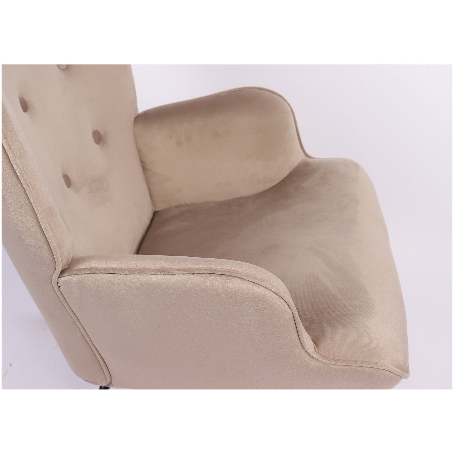 Πολυθρόνα Κουνιστή ArteLibre DARIA Ανοιχτό Καφέ Βελούδο/Μέταλλο/Ξύλο 85x69x90cm - Hippiehome.gr