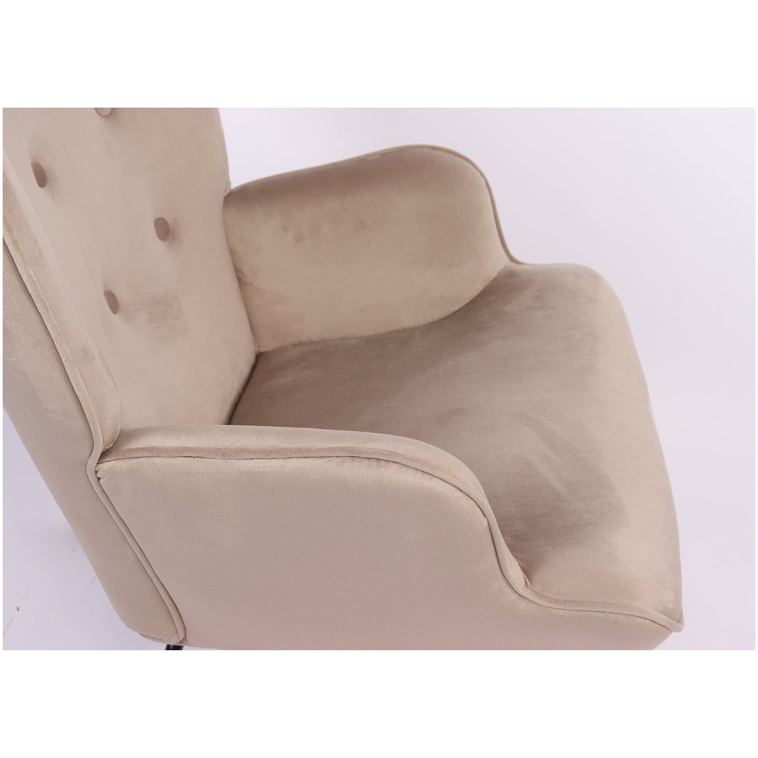 Πολυθρόνα Κουνιστή ArteLibre DARIA Ανοιχτό Καφέ Βελούδο/Μέταλλο/Ξύλο 85x69x90cm - Hippiehome.gr