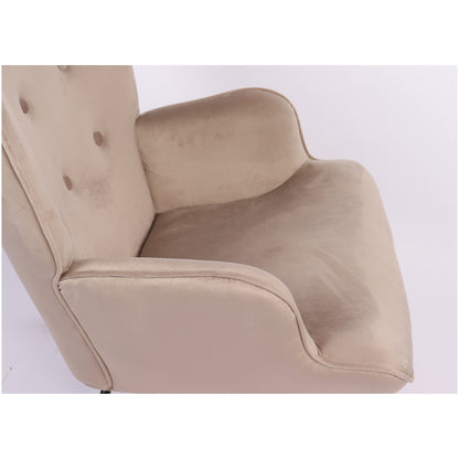 Πολυθρόνα Κουνιστή ArteLibre DARIA Ανοιχτό Καφέ Βελούδο/Μέταλλο/Ξύλο 85x69x90cm - Hippiehome.gr