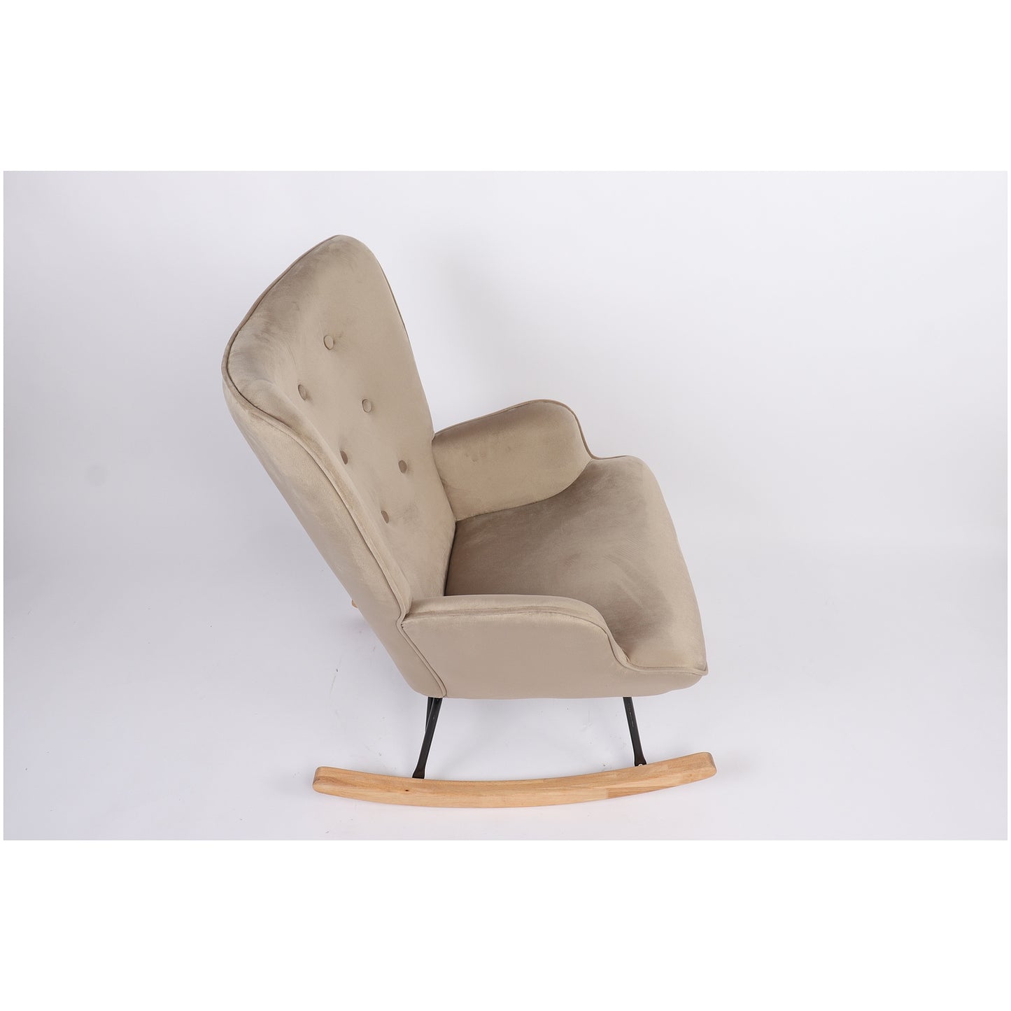 Πολυθρόνα Κουνιστή ArteLibre DARIA Ανοιχτό Καφέ Βελούδο/Μέταλλο/Ξύλο 85x69x90cm - Hippiehome.gr