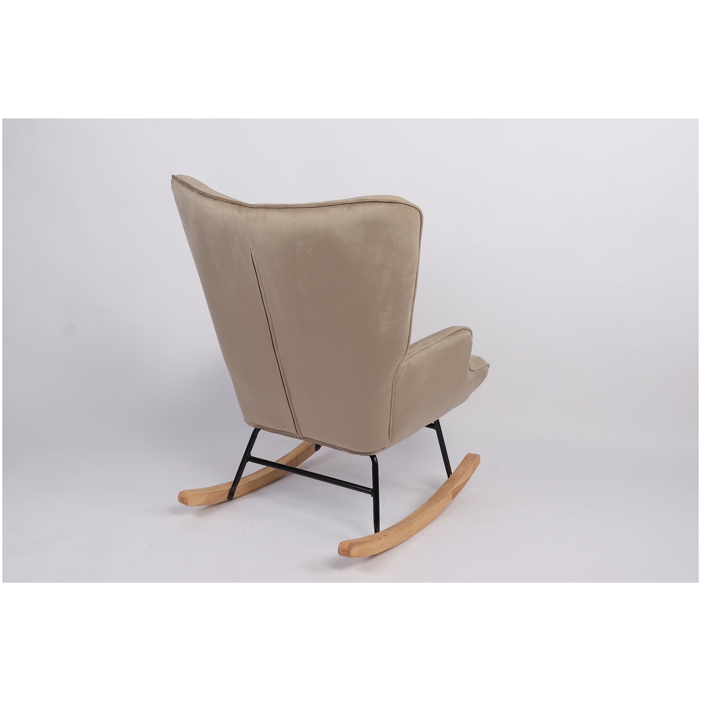 Πολυθρόνα Κουνιστή ArteLibre DARIA Ανοιχτό Καφέ Βελούδο/Μέταλλο/Ξύλο 85x69x90cm - Hippiehome.gr