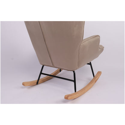 Πολυθρόνα Κουνιστή ArteLibre DARIA Ανοιχτό Καφέ Βελούδο/Μέταλλο/Ξύλο 85x69x90cm - Hippiehome.gr