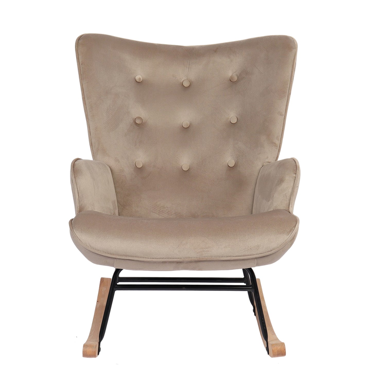 Πολυθρόνα Κουνιστή ArteLibre DARIA Ανοιχτό Καφέ Βελούδο/Μέταλλο/Ξύλο 85x69x90cm - Hippiehome.gr