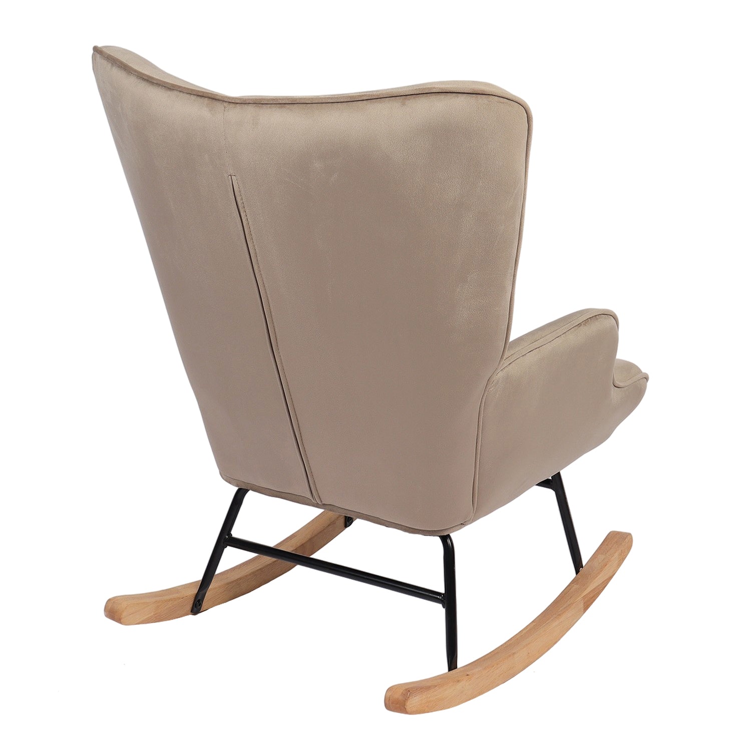 Πολυθρόνα Κουνιστή ArteLibre DARIA Ανοιχτό Καφέ Βελούδο/Μέταλλο/Ξύλο 85x69x90cm - Hippiehome.gr