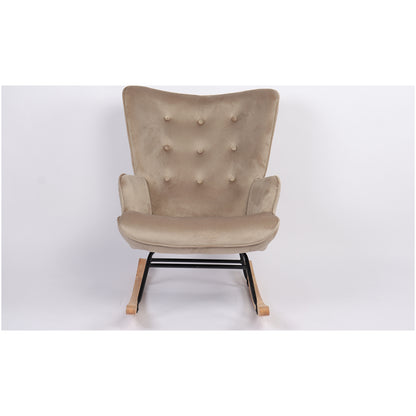 Πολυθρόνα Κουνιστή ArteLibre DARIA Ανοιχτό Καφέ Βελούδο/Μέταλλο/Ξύλο 85x69x90cm - Hippiehome.gr