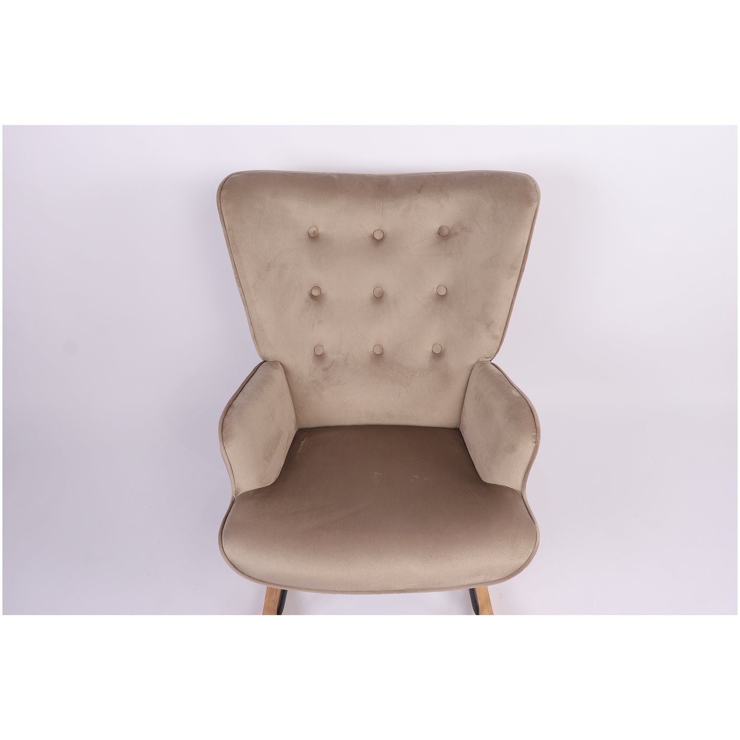 Πολυθρόνα Κουνιστή ArteLibre DARIA Ανοιχτό Καφέ Βελούδο/Μέταλλο/Ξύλο 85x69x90cm - Hippiehome.gr