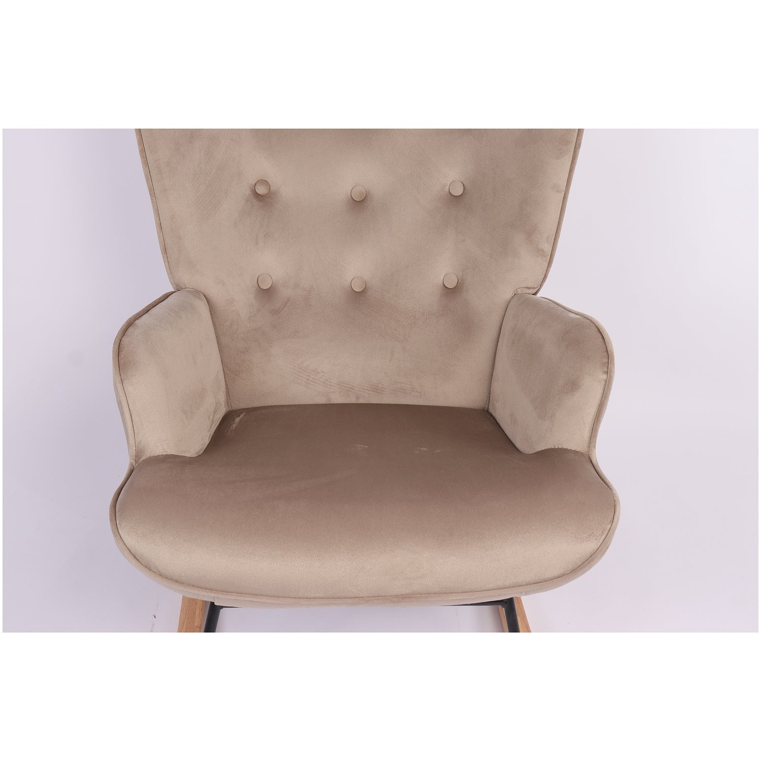 Πολυθρόνα Κουνιστή ArteLibre DARIA Ανοιχτό Καφέ Βελούδο/Μέταλλο/Ξύλο 85x69x90cm - Hippiehome.gr