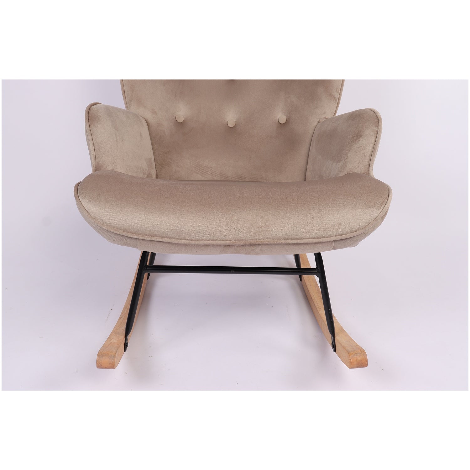 Πολυθρόνα Κουνιστή ArteLibre DARIA Ανοιχτό Καφέ Βελούδο/Μέταλλο/Ξύλο 85x69x90cm - Hippiehome.gr