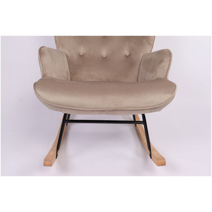 Πολυθρόνα Κουνιστή ArteLibre DARIA Ανοιχτό Καφέ Βελούδο/Μέταλλο/Ξύλο 85x69x90cm - Hippiehome.gr