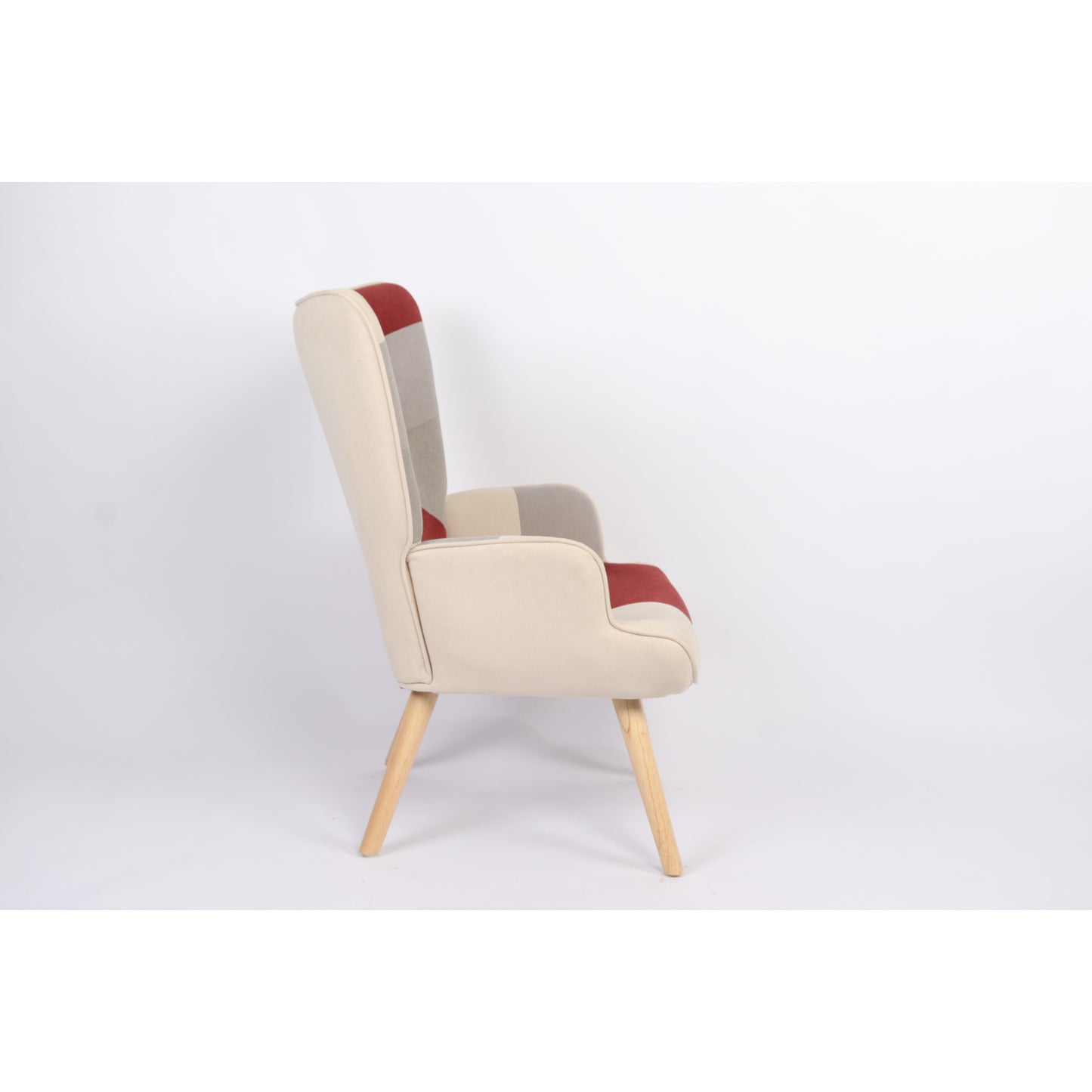 Πολυθρόνα ArteLibre BRIAR Μπορντό/Γκρι Patchwork Ύφασμα/Ξύλο 73x69x96cm - Hippiehome.gr