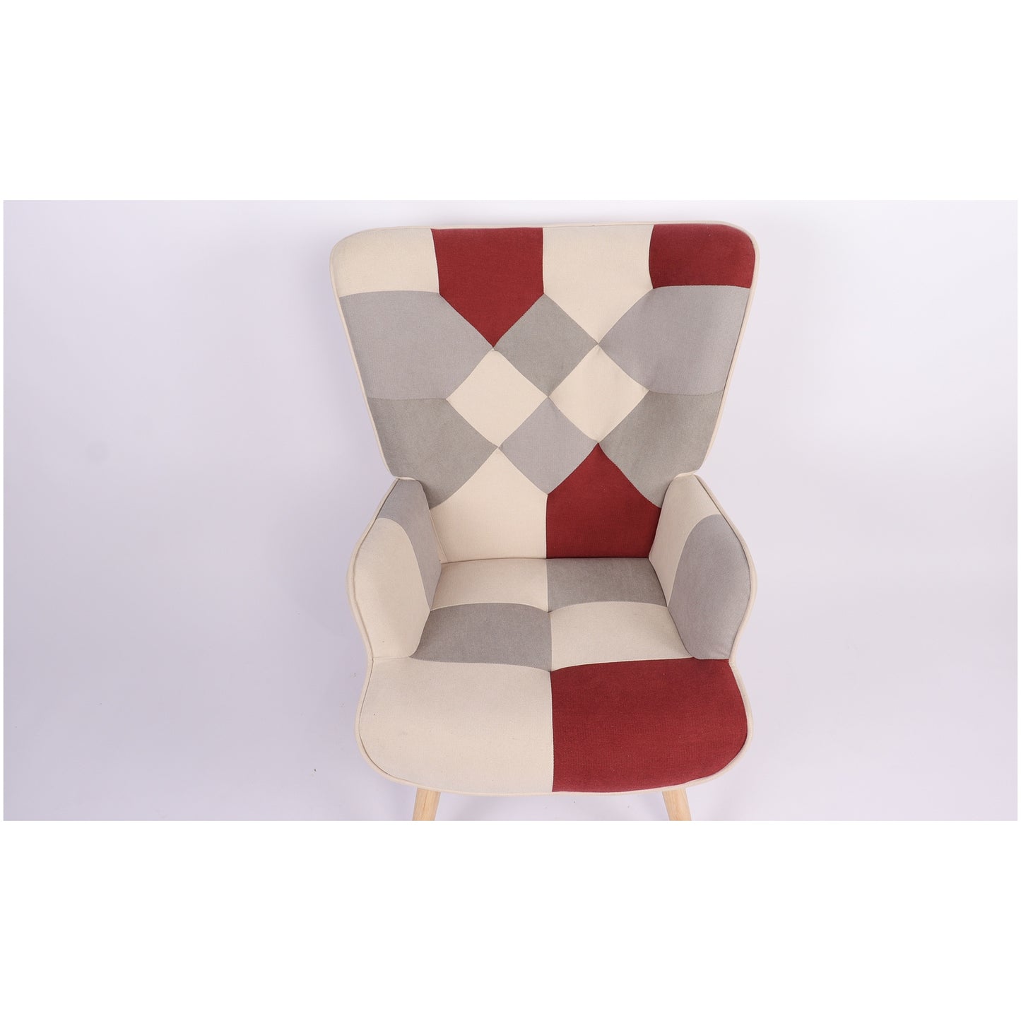 Πολυθρόνα ArteLibre BRIAR Μπορντό/Γκρι Patchwork Ύφασμα/Ξύλο 73x69x96cm - Hippiehome.gr