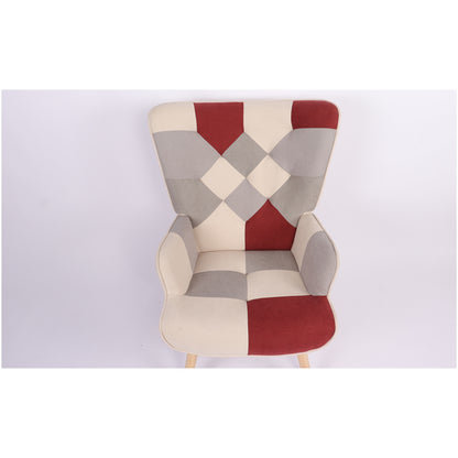 Πολυθρόνα ArteLibre BRIAR Μπορντό/Γκρι Patchwork Ύφασμα/Ξύλο 73x69x96cm - Hippiehome.gr