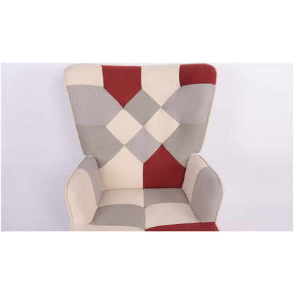 Πολυθρόνα ArteLibre BRIAR Μπορντό/Γκρι Patchwork Ύφασμα/Ξύλο 73x69x96cm - Hippiehome.gr