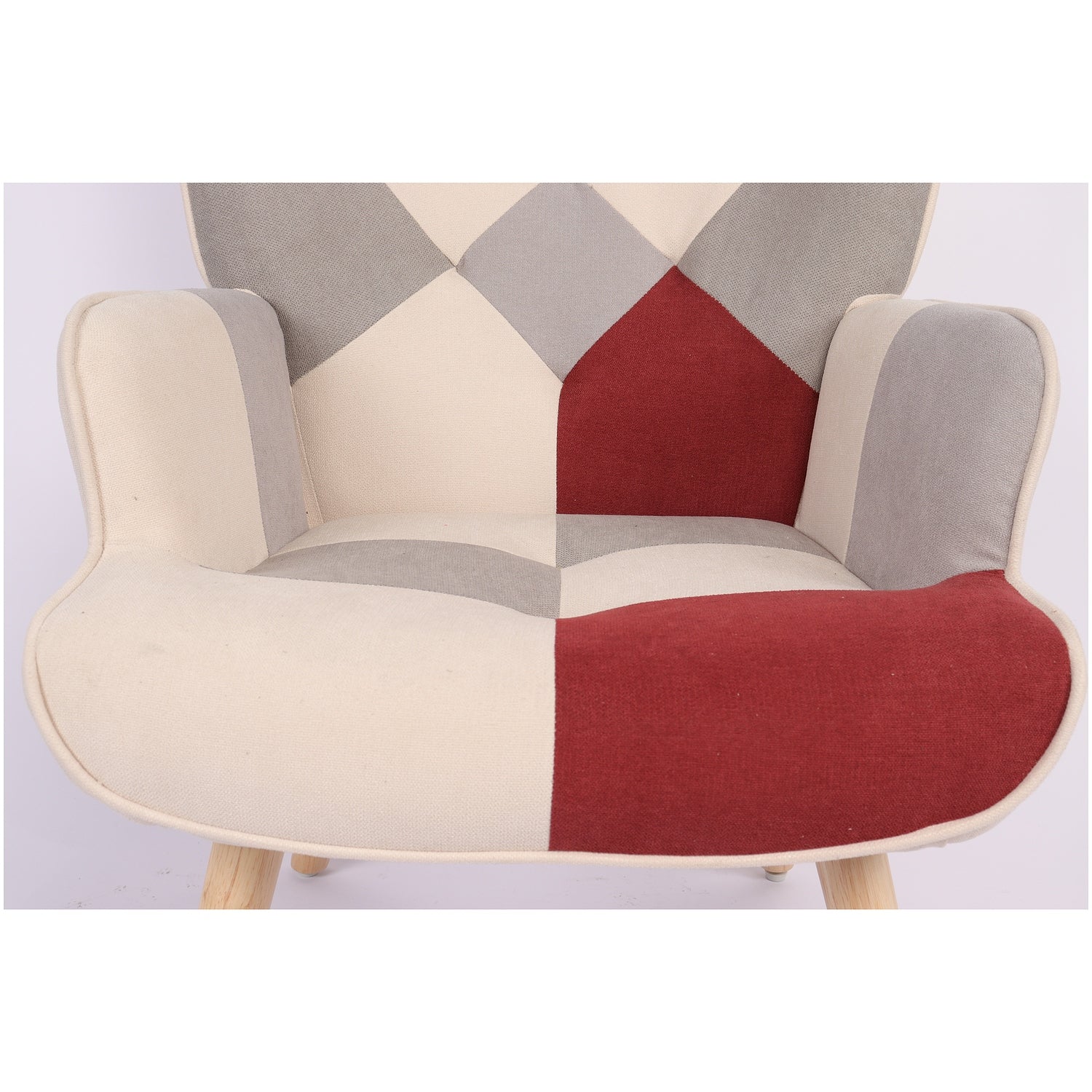 Πολυθρόνα ArteLibre BRIAR Μπορντό/Γκρι Patchwork Ύφασμα/Ξύλο 73x69x96cm - Hippiehome.gr