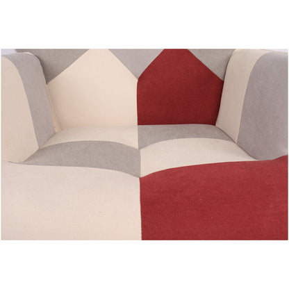Πολυθρόνα ArteLibre BRIAR Μπορντό/Γκρι Patchwork Ύφασμα/Ξύλο 73x69x96cm - Hippiehome.gr