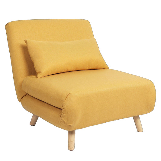 Πολυθρόνα Κρεβάτι ArteLibre VERA Κίτρινο Ύφασμα/Ξύλο 79x80x89cm - Hippiehome.gr