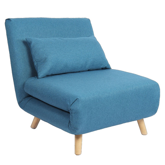 Πολυθρόνα Κρεβάτι ArteLibre VERA Μπλε Ύφασμα/Ξύλο 79x80x89cm - Hippiehome.gr
