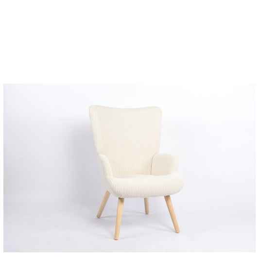 Πολυθρόνα ArteLibre LIRA Κρεμ Ύφασμα Κοτλέ/Ξύλο 94.5x64x70.5cm - Hippiehome.gr