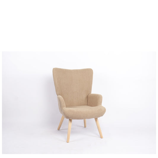 Πολυθρόνα ArteLibre LIRA Μπεζ Ύφασμα Κοτλέ/Ξύλο 94.5x64x70.5cm - Hippiehome.gr