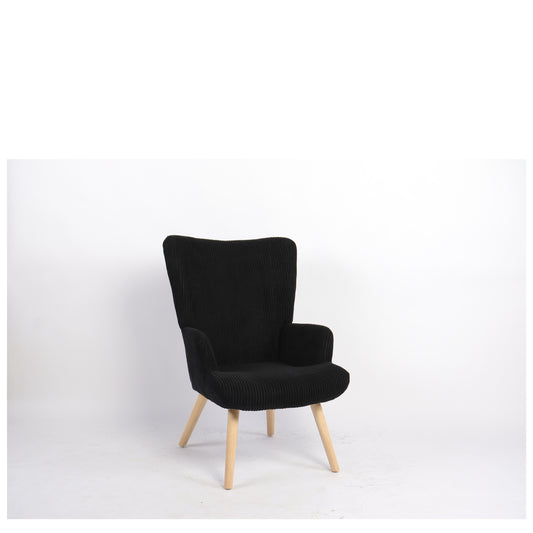 Πολυθρόνα ArteLibre LIRA Μαύρο Ύφασμα Κοτλέ/Ξύλο 94.5x64x70.5cm - Hippiehome.gr