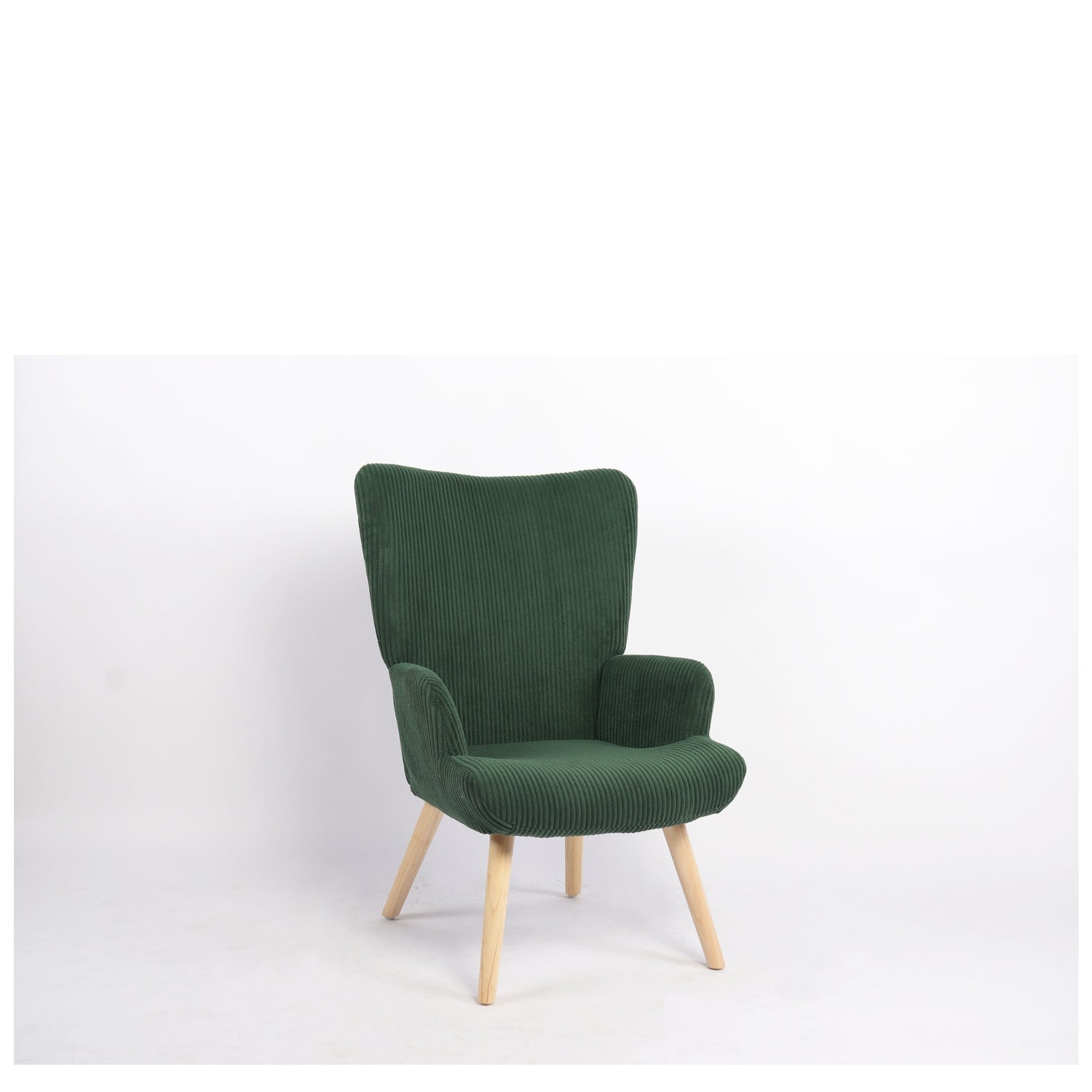 Πολυθρόνα ArteLibre LIRA Πράσινο Ύφασμα Κοτλέ/Ξύλο 94.5x64x70.5cm - Hippiehome.gr