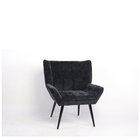 Πολυθρόνα ArteLibre TIVA Μαύρο Ύφασμα Σενίλ/Μέταλλο 84x78x77cm - Hippiehome.gr