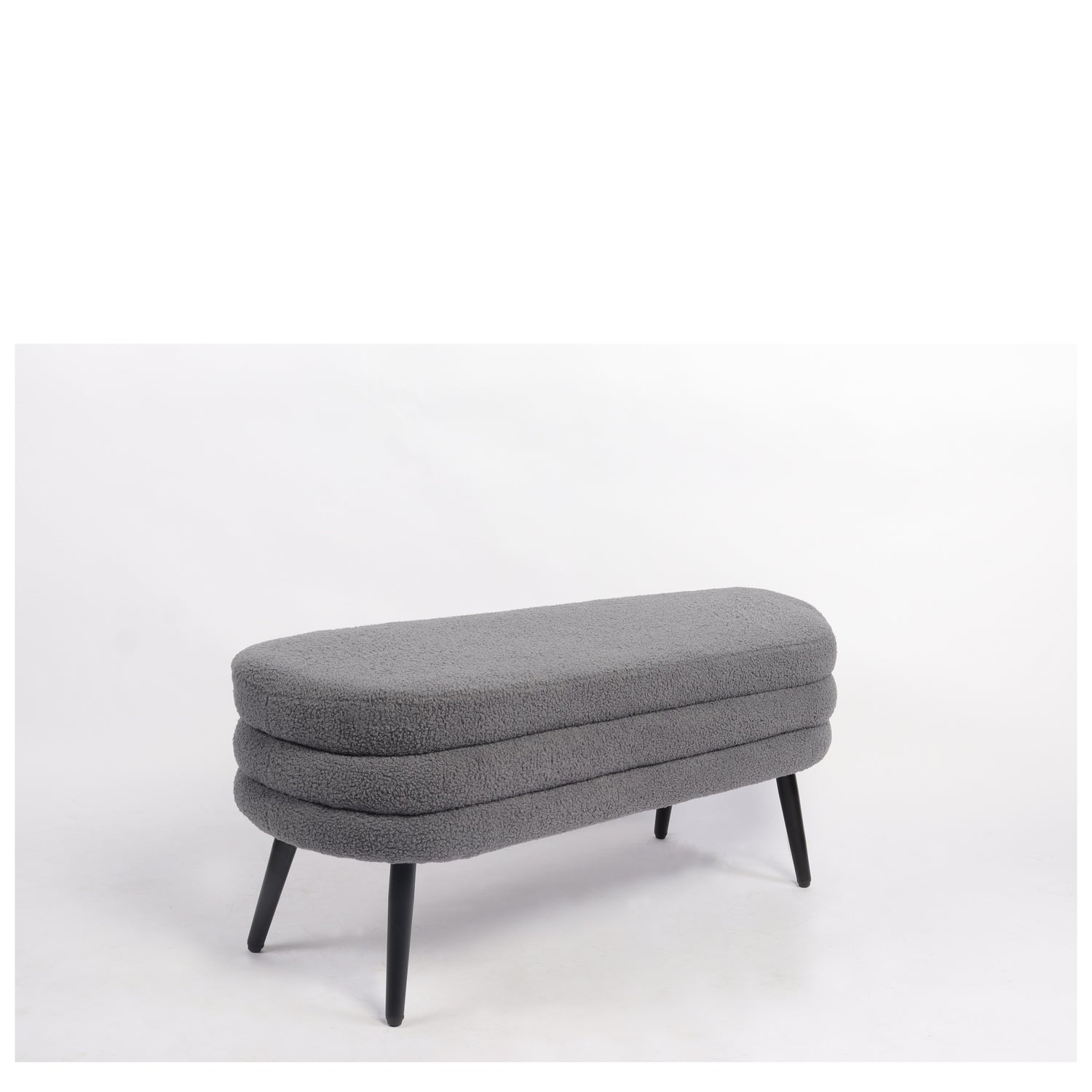 Παγκάκι Ottoman ArteLibre TONDO Γκρι Ύφασμα Teddy/Μέταλλο 42x112x44cm - Hippiehome.gr