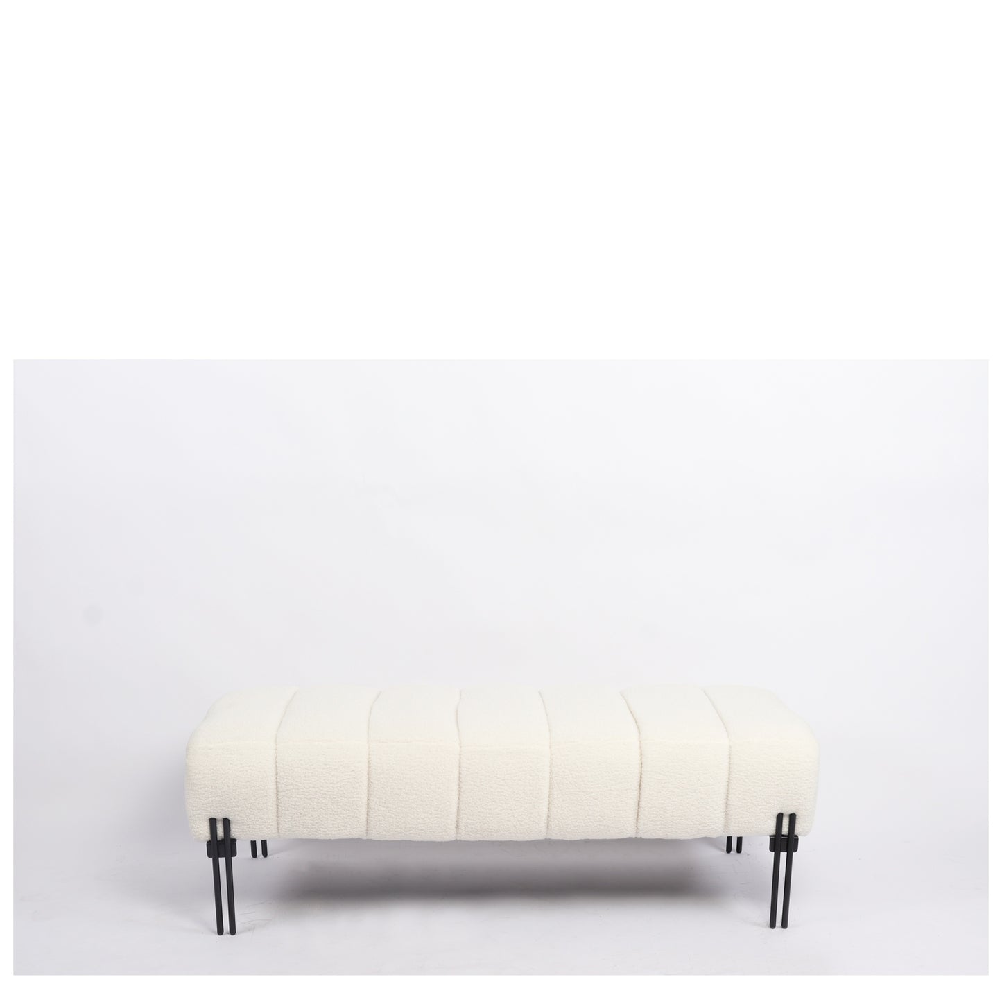 Παγκάκι Ottoman ArteLibre KUBO Λευκό Ύφασμα Teddy/Μέταλλο 40x116.5x50cm - Hippiehome.gr