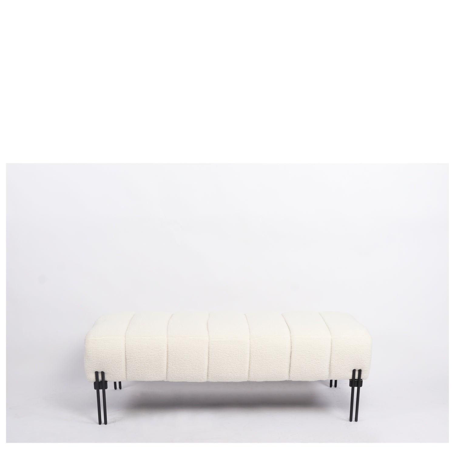 Παγκάκι Ottoman ArteLibre KUBO Λευκό Ύφασμα Teddy/Μέταλλο 40x116.5x50cm - Hippiehome.gr