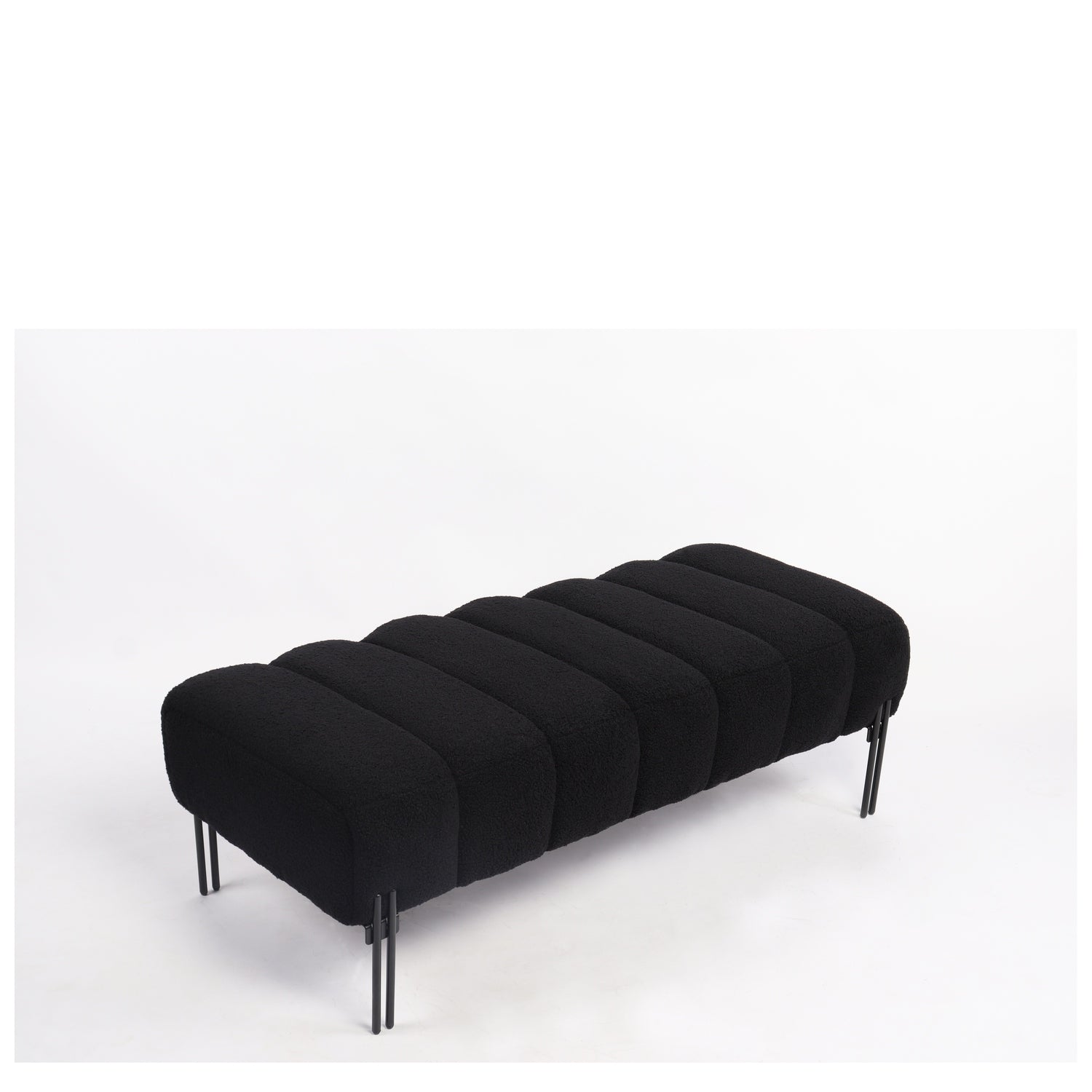 Παγκάκι Ottoman ArteLibre KUBO Μαύρο Ύφασμα Teddy/Μέταλλο 40x116.5x50cm - Hippiehome.gr