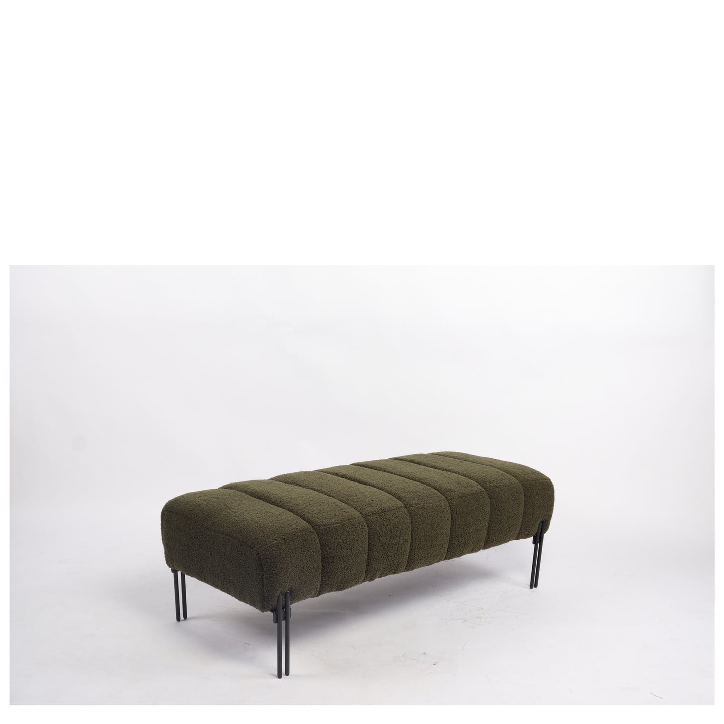 Παγκάκι Ottoman ArteLibre KUBO Πράσινο Ύφασμα Teddy/Μέταλλο 40x116.5x50cm - Hippiehome.gr