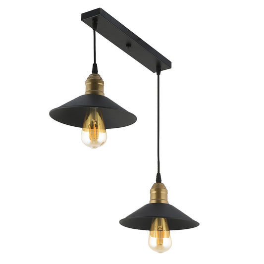 Φωτιστικό Κρεμαστό ArteLibre ANTLIA Δίφωτο Μαύρο Μέταλλο 55x65cm - Hippiehome.gr